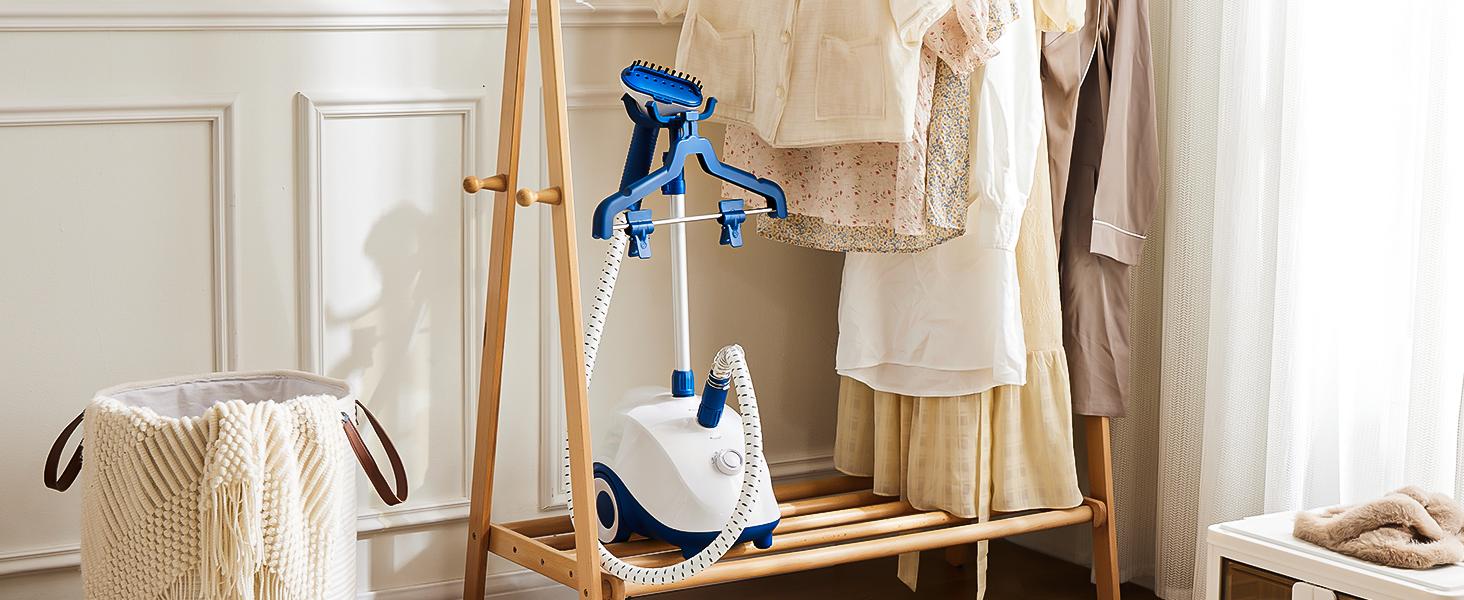 Standing Garment Steamer, 1500W Powerful Steamer for Clothes, 1.7L Water Tank for 55 Min Continuous Steaming, Professional Wrinkle Remover Heats
