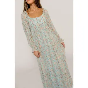 Loretta Maxi Dress in Light Blue Floral - Bump Friendly