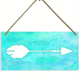 Modern Tribal Arrow Wall Decor, Blue Watercolor Turquoise & Abstract Arrows, Artificial Wood Home Decoration, Easy Hanging Art