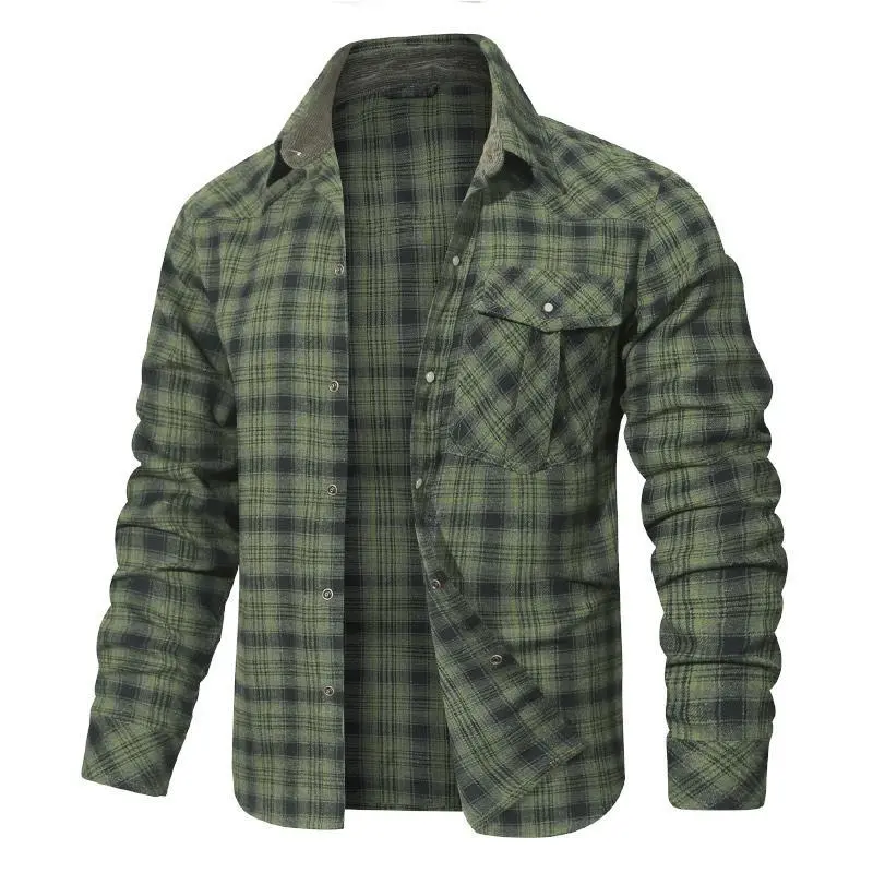 Zaitun Men's Flannel Shirts Long Sleeve Plaid Checkered Brushed Casual Western Cowboy Pearl Snap Shirt with Classic Fit