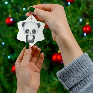 Cute Panda Ceramic Ornament | Adorable Home Decor for Holidays, Baby Showers, Gifts, Christmas, and Nursery Decor