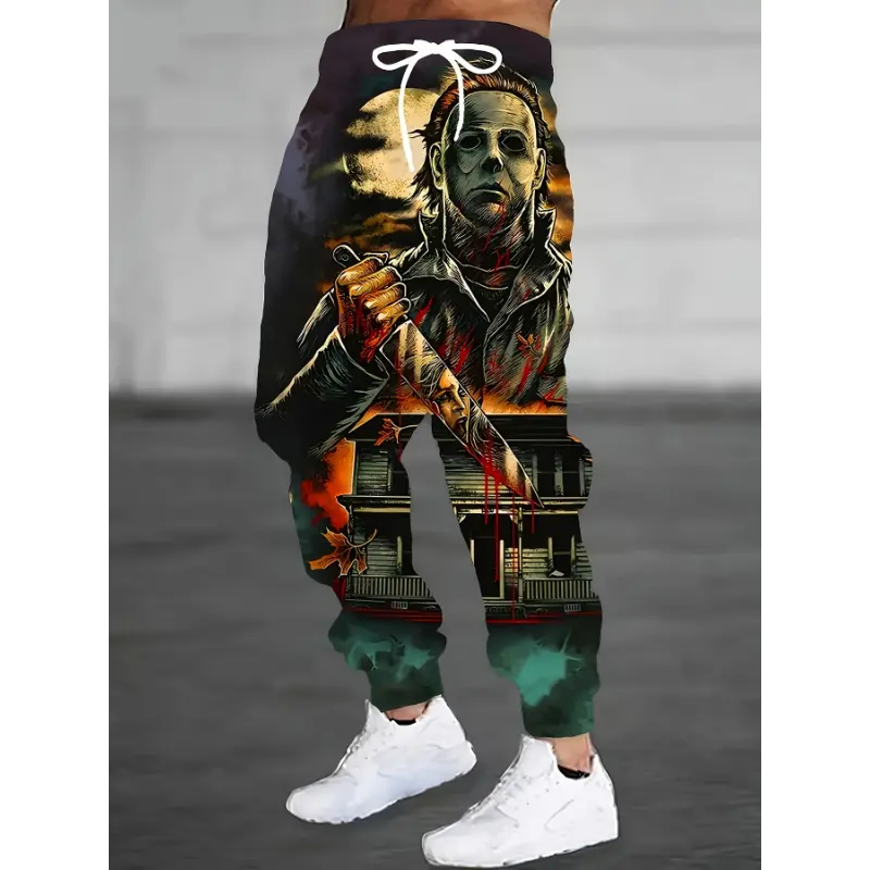 [Comfy Street Style Pants] Stylish Men's Comfy Pants - Creative Character Print Casual With Drawstring