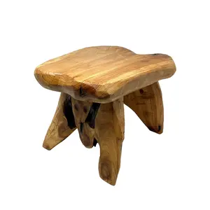 THY COLLECTIBLES Pre-Assembled Hand-Carved Rustic Look Natural Grain Live Edge Cedar Wood Tree Stump Footstool - Varied Sizes, Outdoor Plant Stand, Outdoor Side Table