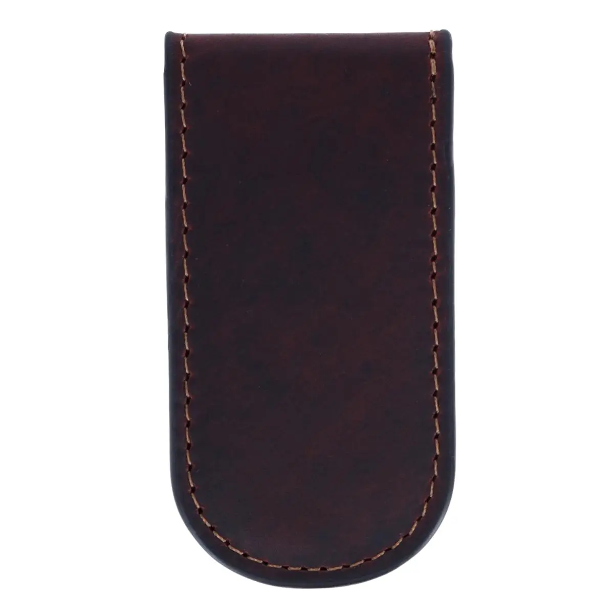 Men's American Bison Oil Pull Up Leather Magnetic Money Clip Wallet - Solid, Stitched Detail, Sleek Finish, Soft Hand Magnetic Wallet