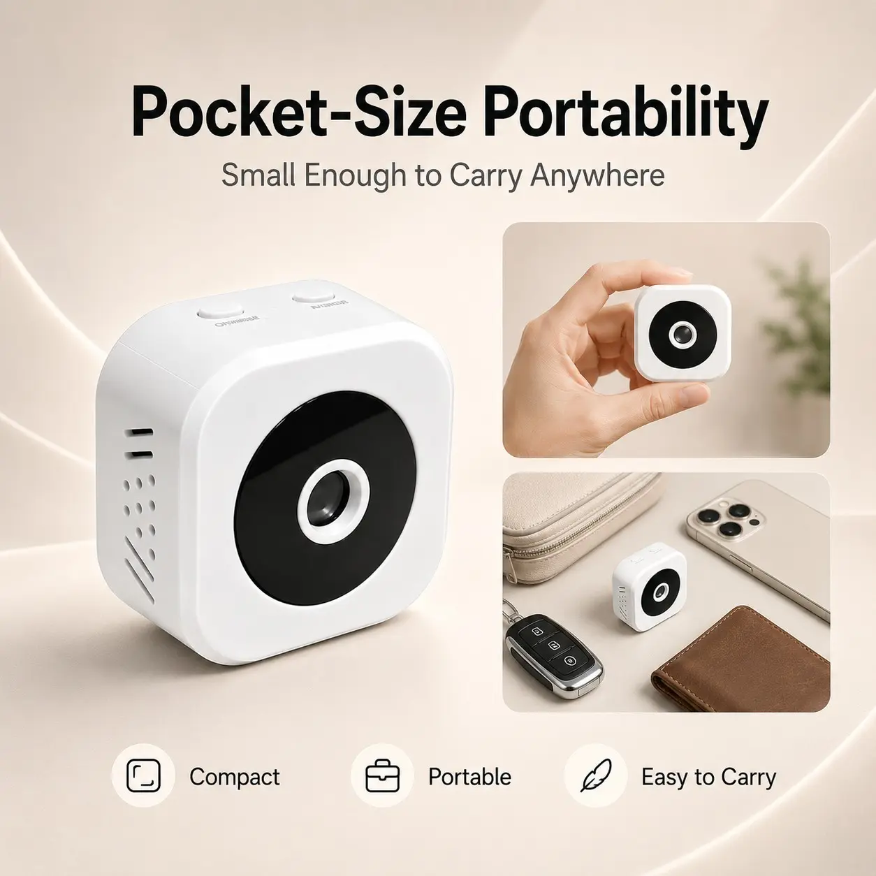 Livpet M5 Mini Home Security Camera, Magnetic Mount, Rechargeable Battery, Motion Alert, Night Vision, Two-Way Audio, Remote Viewing Via APP