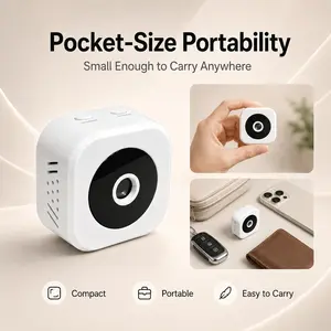Portable Mini Security Camera, Compact Pocket Size, Night Vision, Multi-User Sharing, Real-Time Alerts, Easy Installation, Home Office Use