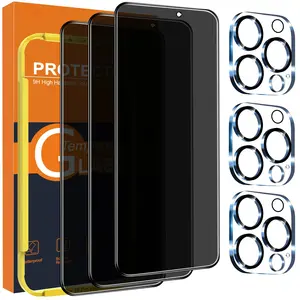 for iPhone 16 Pro Max Privacy Screen Protector + Camera Lens Protector, [Military Grade Shatterproof], Top 9H+ Anti Spy Glass, Full Edge Coverage, Ultra Durable,with Installation Tool [3+3 Pack] Protection Tempered