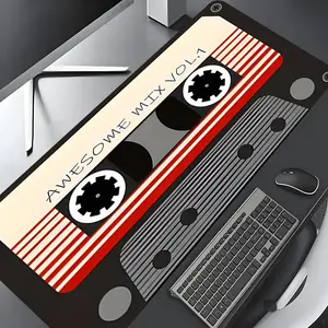 Vintage Cassette Tape Pattern Desk Mat, Non-slip Rubber Pad, Multi-size Mouse Pad Suitable for Laptop, Desktop Computer Games, Work, Family