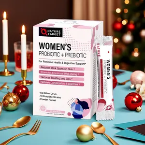 Nature Target Women's Probiotic + Prebiotic Powder for Digestive & Immune Support - 50 Billion CFUs, 13 Strains, 1680mg Prebiotic Fiber, Gluten-Free, Easy Travel Size - Healthcare - Dietary