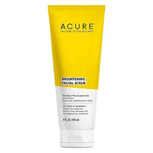 Acure Brightening Facial Scrub for a Youthful, Brighter, Radiant Complexion | With Sea Kelp & French Green Clay, 4 Fl Oz Skin Repair Comfort