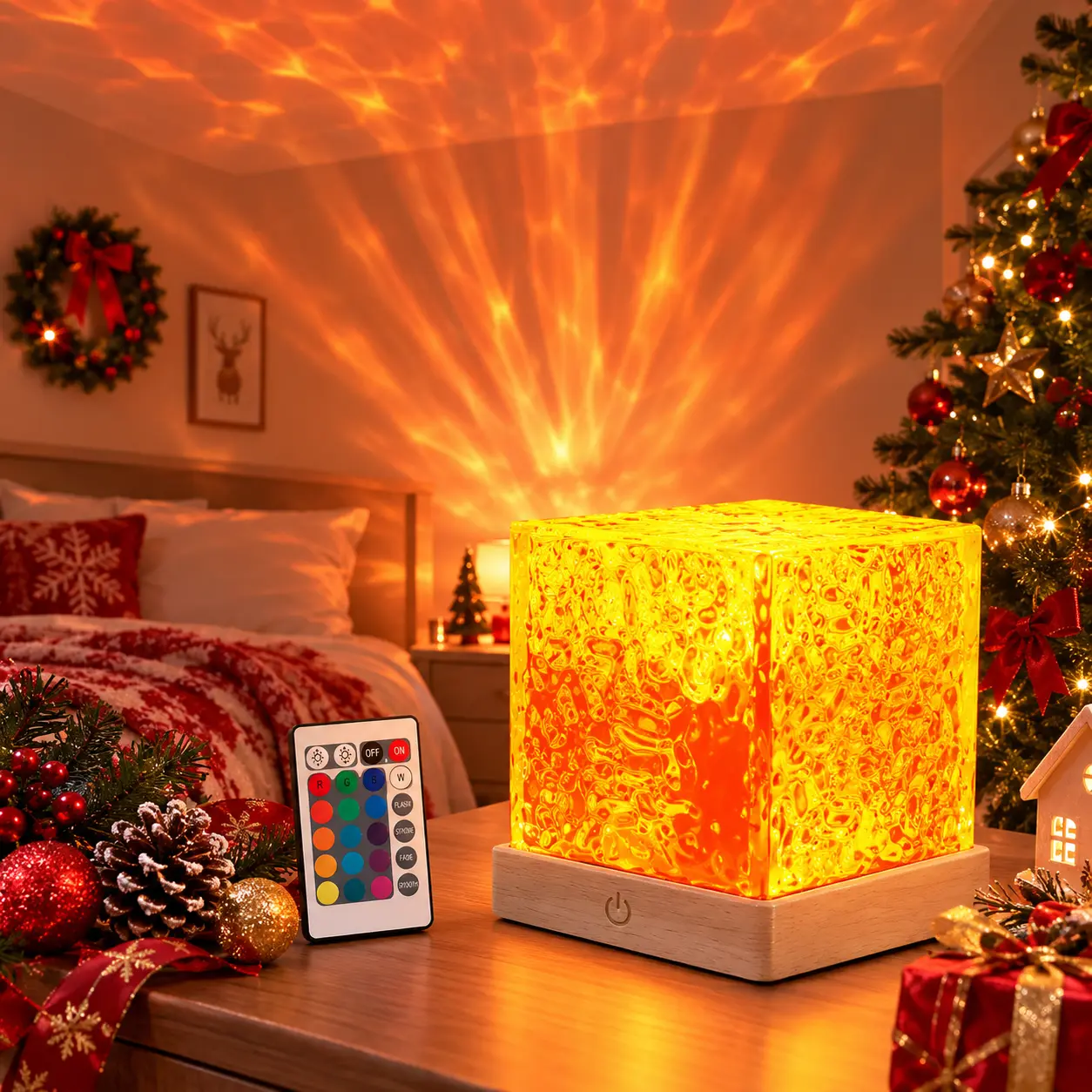 Christmas Gift Star Projector Light - 2 Scenes, 16 Color, Ocean Wave & 3D Water Ripple Effects, Romantic Night Light for Bedroom, Party, Ideal Gift for Kids & Lovers (Home & Festive Party Supplies)