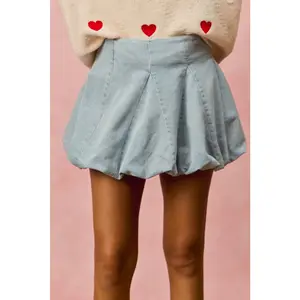 Denim Bubble Mini Skirt