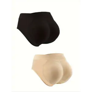 2 Pcs Fake Butt Padded Shaping Panties, Comfy & Breathable Lifting Women's Lingerie Underwear
