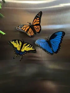 Butterfly Magnet Set Decor Plastic - Pack of 3 - 3D Printed - Decorative Fridge Magnets for Vines & Dishwasher Safe - Bendable Wings for Display - Veteran Owned Business