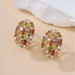 Seven-Color Stud Earrings, High-Quality Earrings, Assorted-Color Clip-On Earrings—Fashionable, Elaborately Crafted Jewelry for Women, Perfect Gifts for Valentine’s Day, Christmas, and Mother’s Day