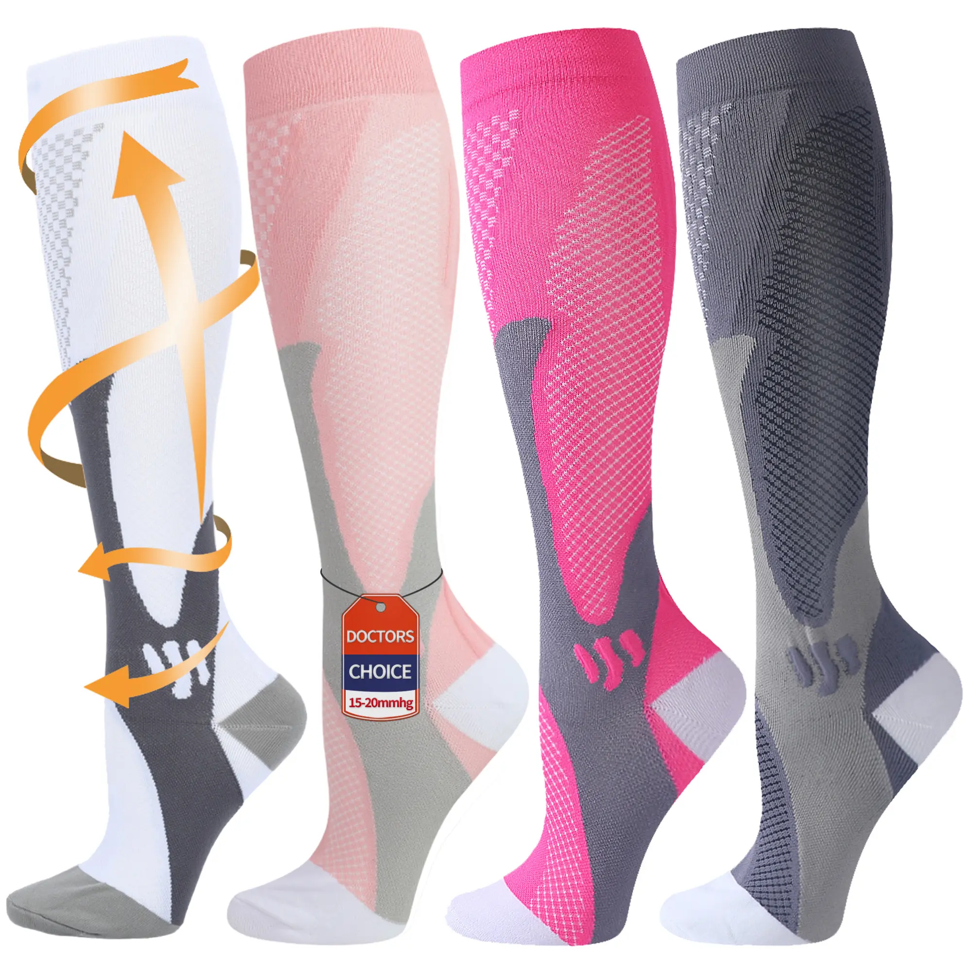 ISUNlE Compression Socks - 4 Pairs (15-20 mmHg) for Men & Women | Comfortable, Durable, and Supportive | Perfect for Everyday Use and Active Lifestyles | Breathable High Performance Fabrics,Mid-Year Limited-Time Deal