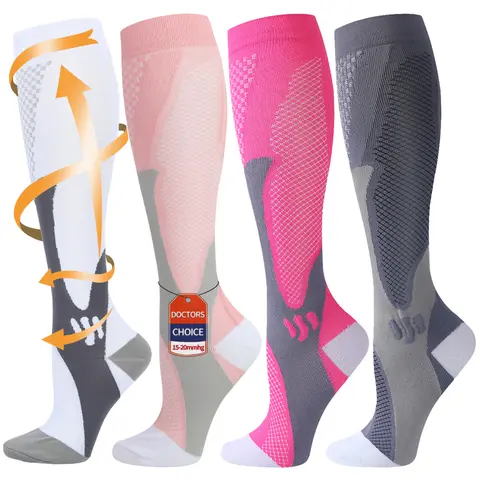 Isunie Compression Socks - 4 Pairs (15-20 mmHg) for Men & Women | Comfortable, Durable, and Supportive | Perfect for Everyday Use and Active Lifestyles | Breathable High Performance Fabrics