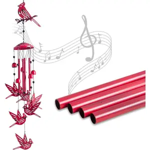 Rosefinch Wind Chimes-Melodic Cardinal Wind Chime with 6 Beautiful Birds, Rich Sounding Outdoor Wind Chimes for Garden, Patio, Housewarming Present for Family &