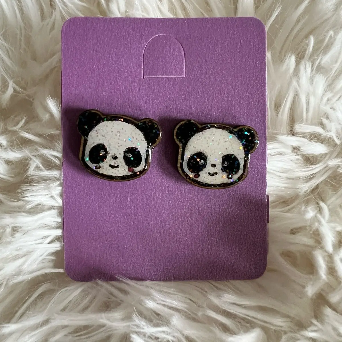 Panda wooden earrings