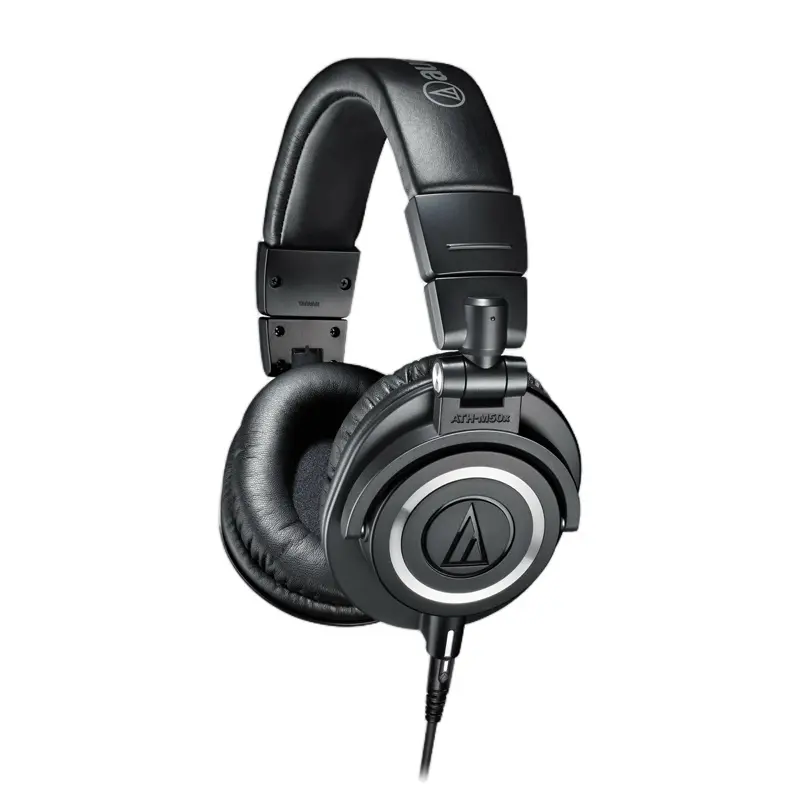 Audio-Technica ATH-M50x Professional Studio Monitor Headphones with 45mm Drivers, Circumaural Design, and Detachable Cable for Enhanced Sound Isolation and Durability