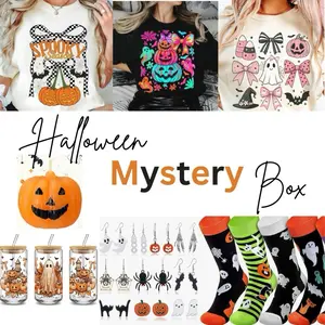 Halloween Mystery Box: T-Shirt, Libby Cup, candle, socks, earrings graphic tees