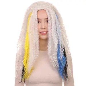 HPO Adult Women's New Electrified Frankie Multicolor Wig | White Long Curly Wig