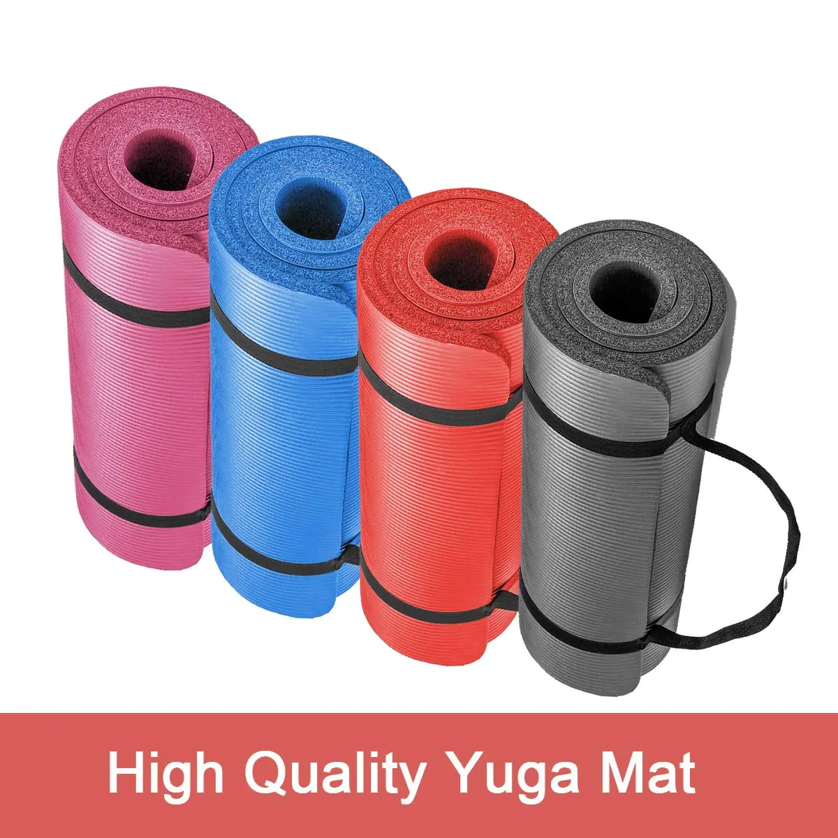 Lokatse Home Thick Yoga Mat Non-Slip Large Fitness Foam Pilate with Carrying Strap (72" L x 24" W x 2/5" Thickness) High-Density Yoga Mat home workout