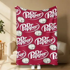 Countdown Sale! Dr Pepper Volleyball Plush Blanket | Sporty Soda Themed Soft Flannel Throw for Volleyball Players Snuggle Up In Your Vibe! Sporty Dr Pepper Soft Throw Warm Sporty Throw for Birthday, Team & Graduation Gifts