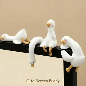 4 PCS Funny Resin Desk Goose Decor , Mini Cute Goose Figurines for Computer Monitor, Car Dashboard and Rearview Mirror, Office Desk, Photo Frame Decorations Accessories & Housewarming Gifts