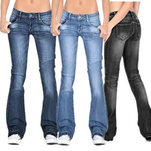 2024 Sexy Bootcut Jeans For Women,Blue Jeans For Women,Flared Jeans（Black,Blue)