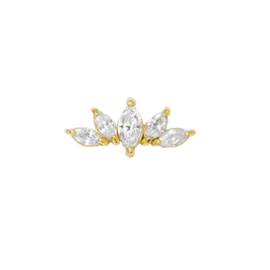Lotus Bloom Pin - 14K Gold Gem Lotus Threadless End