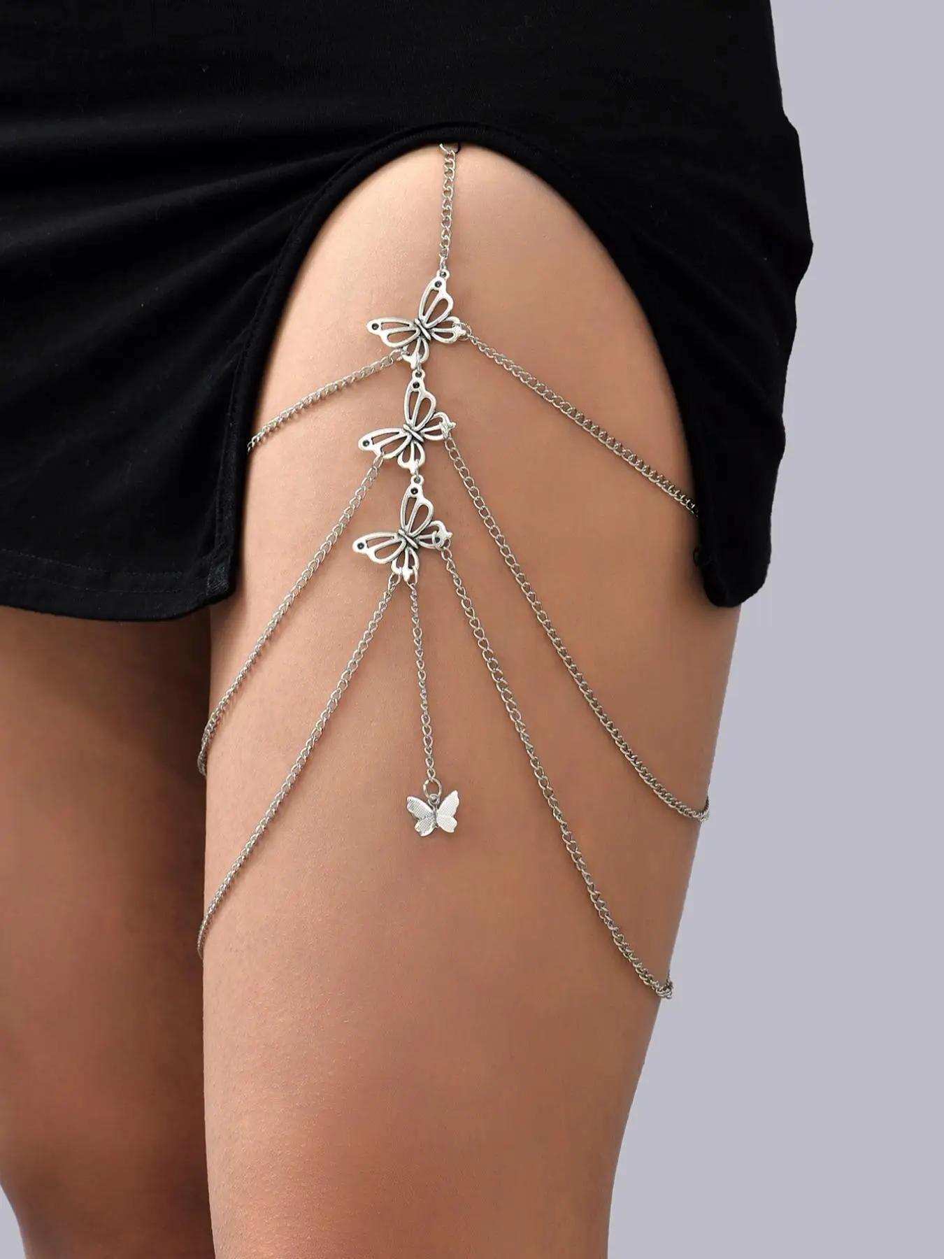 Elegant Butterfly Decor Layered Thigh Chain for Women & Girls Back To School, Thick Thigh Outfits, Summer Fashion Trendy All-match & Exquisite Vintage