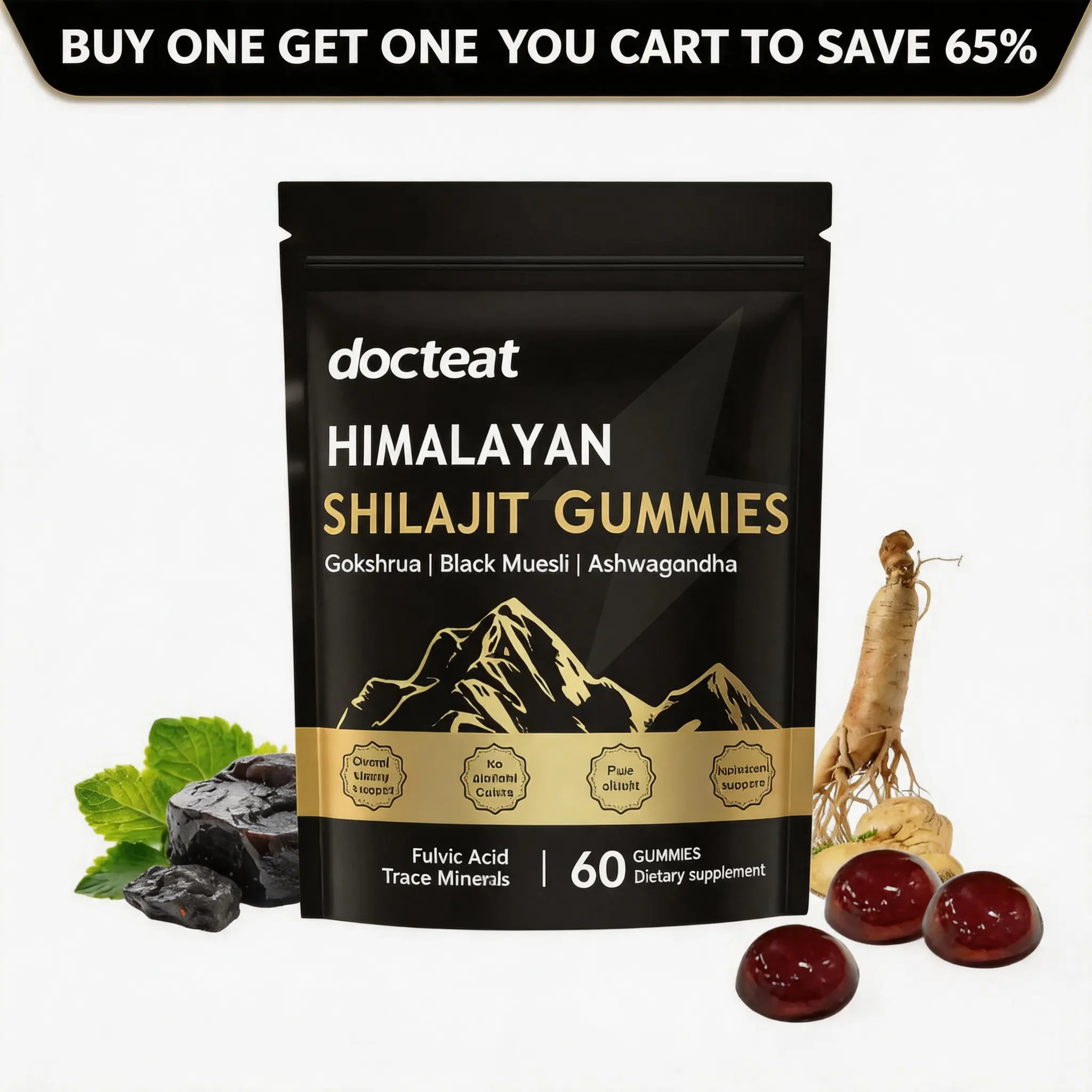 [GRAB 3 NOW]Pure Himalayan Shilajit Gummies 3000mg | Boosts Energy & Stamina | Supports Muscle Strength & Recovery | Enhances Nutrient Absorption | 75% Fulvic Acid, 85+ Trace Minerals | Pack of 60 Dietary Supplement