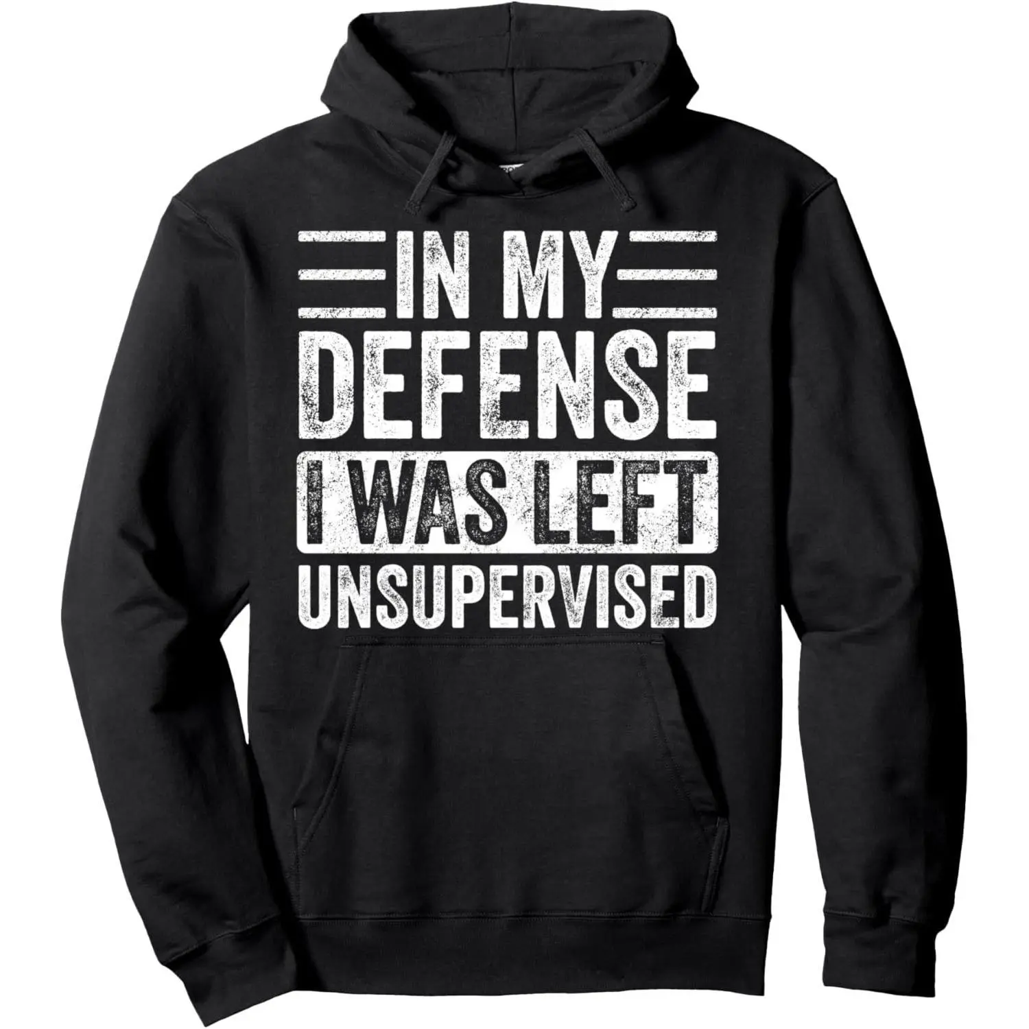 Menswear Longsleeves Graphic Hoodie - "In My Defense" Print, Unisex Cotton-Polyester Blend Pullover, Casual Loose Sweatshirt, TikTok Trending Fashion Top
