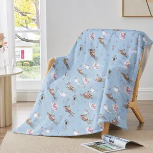 Americana Velvetsoft Throw Blanket - Colorful Life Theme Single-Sided Print, Cozy Lightweight Flannel Throw Blankets for Sofa & Bed, All-Season Warm Plush for Home Decor & Holiday Gifting
