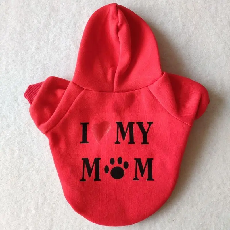 I Love My Mom Letter Print Pet Hoodie for Gift, 1 Count Casual Soft Comfortable Pet Clothes for Small Medium Large Dogs, Pet Decoration Supplies