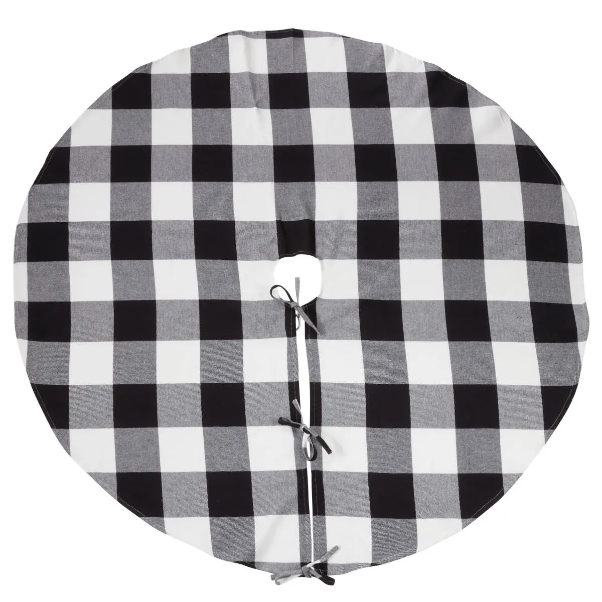 212 MAIN 53 in. Round 100% Cotton Christmas Tree Skirt - 1.5 lbs, Black Buffalo Plaid Print, Cool Iron Compatible, Festive Home Holiday Tree Base Cover, Decor Accessories