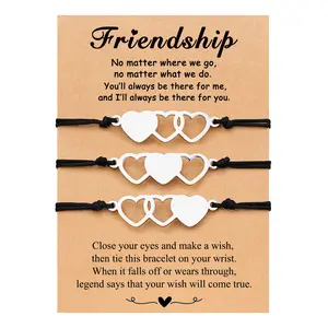 2/3/4/5 Pcs Matching Heart Bracelets Friendship Sisters Gifts for Best Friends Cousins Bestie Women