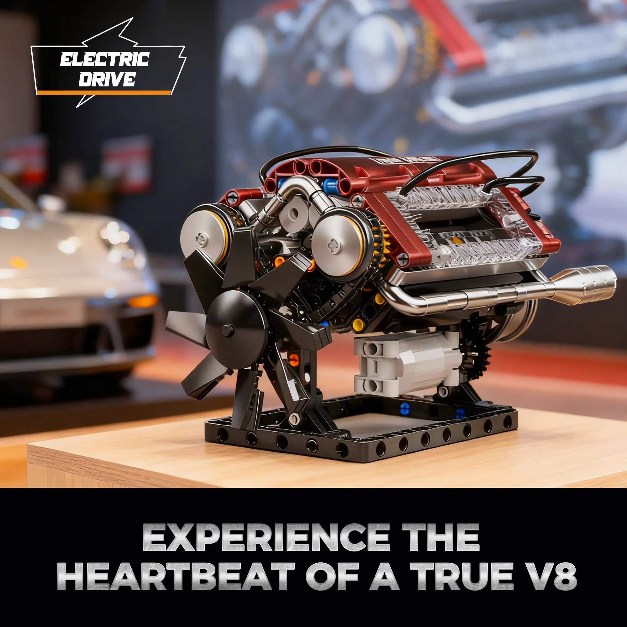 【DealsForYouDays】V8 Engine Model Kit DIY Mechanical Building Set with Moving Parts - Collectible Desktop Toy Ideal Gift for Car Lovers(Building block style, requires assembly)