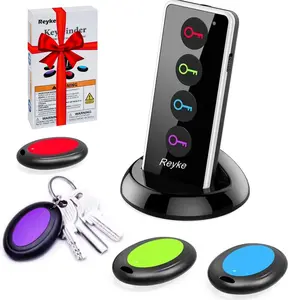 Reyke Key Finder, 80dB+ RF Item Locator Tags with Button-Operated 131ft Working Range, Wireless Remote Tracker (1 RF Transmitter & 4 Receivers) for Wallet, Phone, Pet