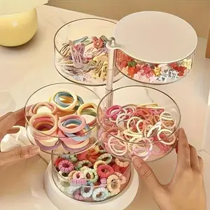 5 Layer Rotating Jewelry Hair Accessory Multilayer Storage Box, Transparent Anti-Tangle Display Case, Oval Compartment Design, Durable Plastic Organizer