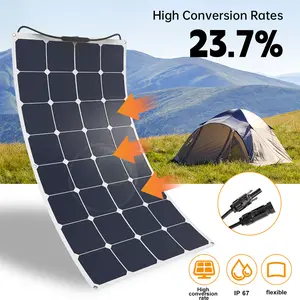 120W 18V Flexible Solar Panel Monocrystalline Bendable 30° for RV Boat Cabin Tent 12V Battery Charging Off-Grid