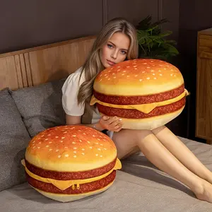 Hamburger Plush Pillow - Hamburger Stuffed Pillow - Food Plush Pillow - Home Decoration  Birthday Gift for Home Decor Creative Decorative Cushion for Home Sofa Bed Soft Huggable