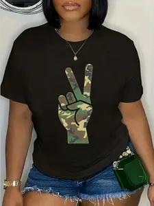 100% Cotton Camo Peace Sign Symbol Camouflage for Men Women Adults T-Shirt