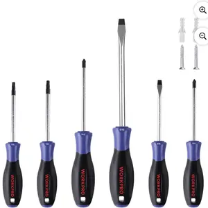 WORKPRO 6-Piece Magnetic Screwdrivers Set with Organizer,Flat Head/Slotted/Phillips/Torx Screwdriver Tools Set,Chrome Plating CR-V Shanks, Non-Slip Handle