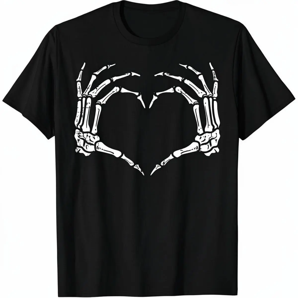 Men's Classic Short-Sleeve Streetwear T-Shirt - Customized Skeleton Hands Heart Sign Retro Halloween Costume Top, Menswear Casual Tee, Tshirt, Shortsleeve, Breathable, Knitted, Cotton, Graphics, Skeleton Hand Sign Graphic Men's Short-Sleeve T-Shirts, Spor