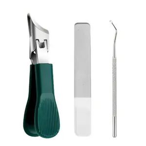 2026 Upgrade 3-Piece Green Eagle Beak Nail Clipper Set – Thick Nail Clipper, Ingrown Toenail Lifter & Nail File | Heavy-Duty Pedicure Kit for Thick & Ingrown Nails, Stainless Steel Grooming Tools for Home or Travel
