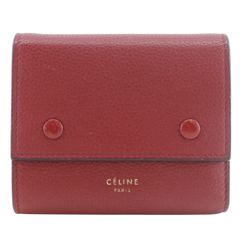 Pre-owned Celine Calfskin Small Leather Goods Small Folded Multifunction Leather Wallet