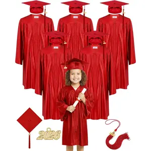 6 Set Preschool Graduation Cap and Gown Set Kindergarten Grad Gowns Children Graduation Cap with 2026 Grad Tassel