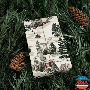 Winter Village Wrapping Paper Matte | Toile Christmas Holiday Gift Wrap Sheets